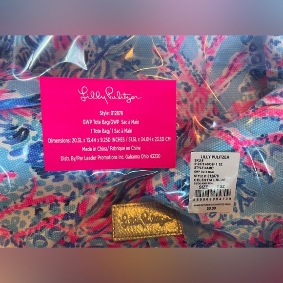 Lilly Pulitzer Wicker & Canvas Tote - Picture 6 of 7